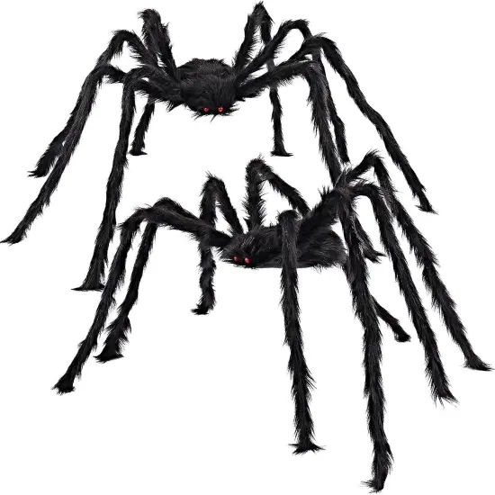 2 Pack 5 Ft Halloween Outdoor Decorations Hairy Black Spider {1}