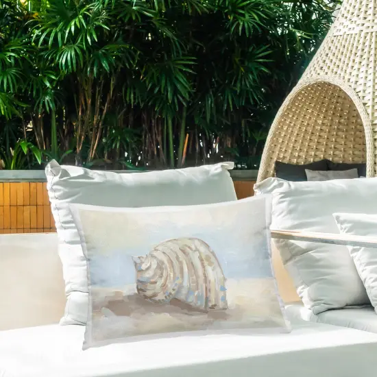 Stupell Industries Curved Blended Seashell Outdoor Pillow, 14 x 7 x 20 {2}
