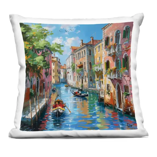 Stupell Industries Canal Boat Ride in City Indoor Pillow, 18 x 7 x 18 {1}