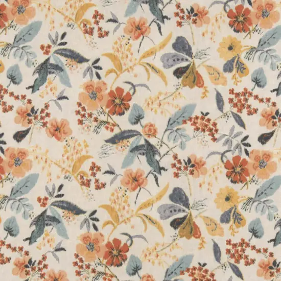 Aqua - Aqua & Teal,Orange & Rust Floral Upholstery Fabric 54 Inches" {1}
