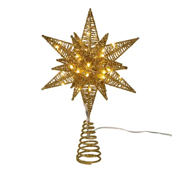 Twinkling Superbright LED Gold Starburst Treetopper {3}