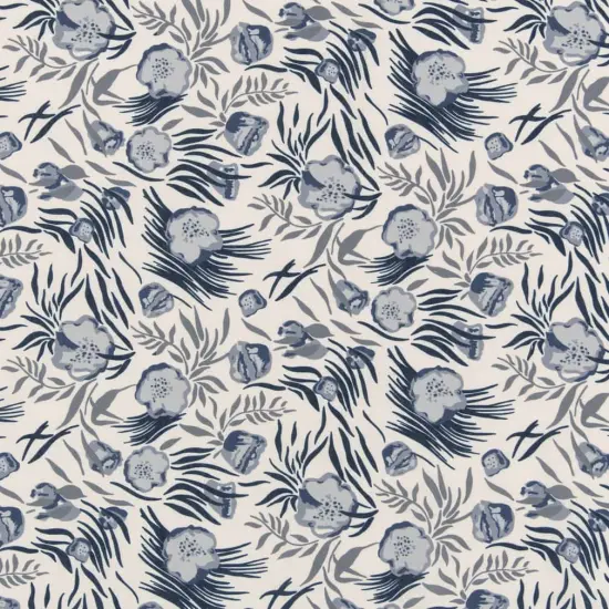 Midnight - Blue Floral Upholstery Fabric 54 Inches" {1}