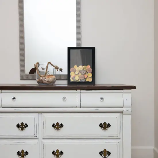 5x7 Top Loading Shadow Box Frame with HD Glass,Wood Display Case with Slot,1.25 inches Interior Depth,Ideal for Wine Bottle Caps,Tickets,Shells,Stamps and More,Black {2}