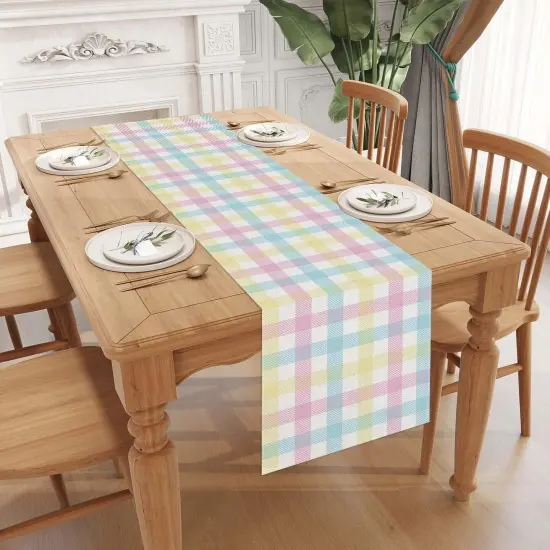 Linen Buffalo Check Plaid Spring Table Runner 72 Inches Long Farmhouse Spring Summer Easter Table Decoration for Home Kitchen Dining Room {3}