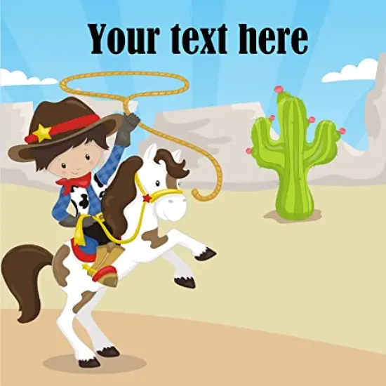 Cowboy Edible Cake Topper Decoration for 1/4 sheet cake or larger {1}