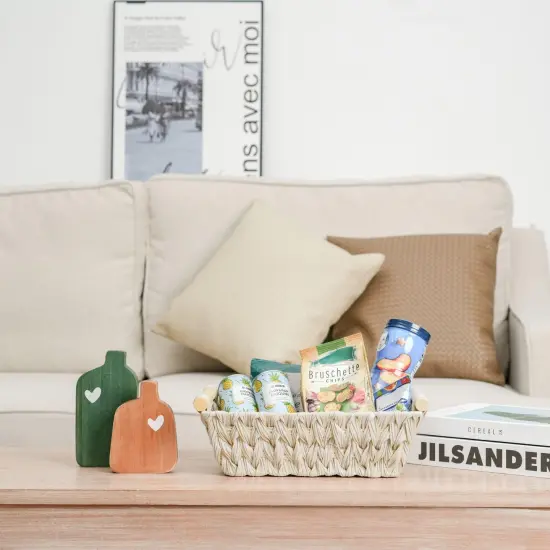 2-Pack Wicker Storage Baskets, Storage Baskets for Shelves, Trapezoid Wicker Baskets with Handles, Waterproof Woven Basket, Storage Baskets for Shelves, Butter Milk {4}