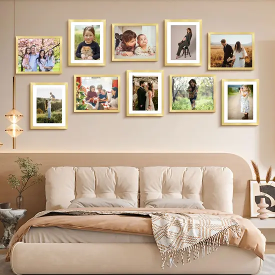 8x10 Picture Frame Bulk-6 Pack, Gold Picture Frames Collage Wall Decor, Wall & Tabletop Picture Frames, Photo Frame with HD Plexiglass, Display Pictures 5x7 with Mat or 8x10 Without Mat {2}