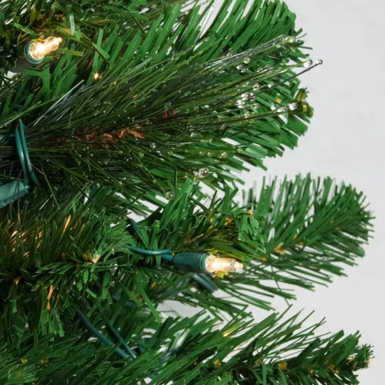 Northlight Pre-Lit Canterbury Spruce with Dewdrops Artificial Christmas Tree - 7.5' - Clear Lights Green {3}