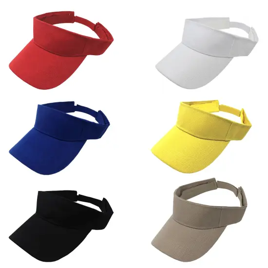 6 Pack Sun Visor Adjustable Cap Hat Athletic Wear - One Dozen {2}