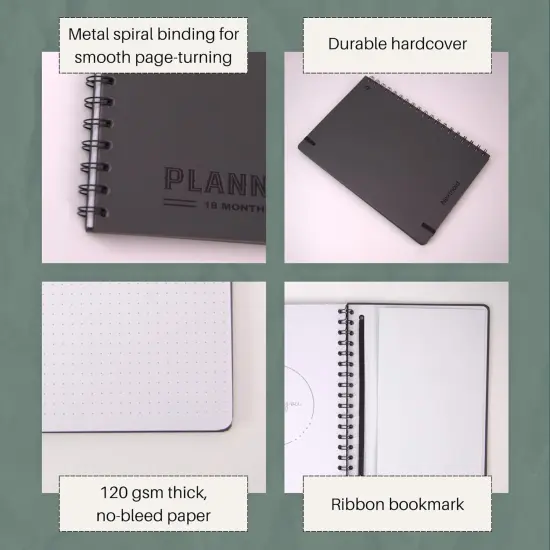 Undated Hardcover Monthly Planner 2025-2026 - 18 Month Monthly Calendar Planner Book for School Office and Home - Blank Monthly Planners for Goals Tasks and Dates - B5(6.9" x 9.8") Black {4}