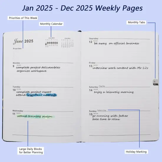 2025 Planner - Planner/Calendar 2025, Jan.2025 - Dec.2025, 2025 Planner Weekly and Monthly with Tabs, 6.1" x 8.5", Hardcover with Storage Pocket + Thick Paper {5}