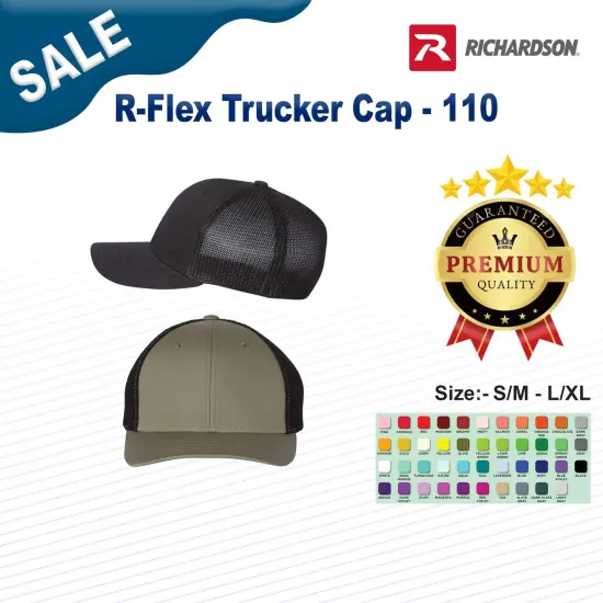 Richardson&reg; R-Flex Trucker Cap Charcoal/Neon Orange {3}