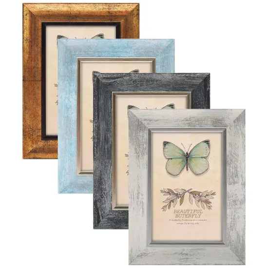 4x6 Picture Frames Set of 4 Rustic Retro Photo Frame with plexiglass Glass Wall Mount and Tabletop Display Family Friends Wedding Gift {1}