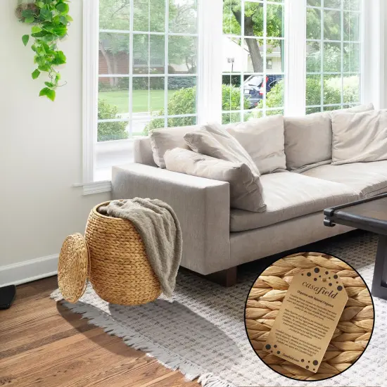 Round Hyacinth Storage Basket/Hamper/Planter with for Laundry, Blankets, Plants Natural {1}