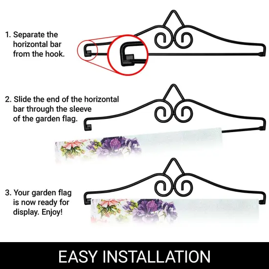 G128 Combo Pack Garden Flag Hanger 14IN & Garden Flag Welcome Kitten Flowers Printed 12x18IN Double Sided {3}