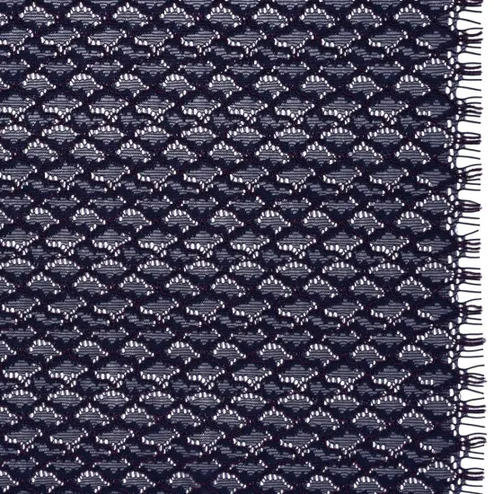 1 Yard Navy Purple Corded Lace Fabric Diamond Lattice Eyelash Edge Sheer Soft Drape 50 Inch Width {2}