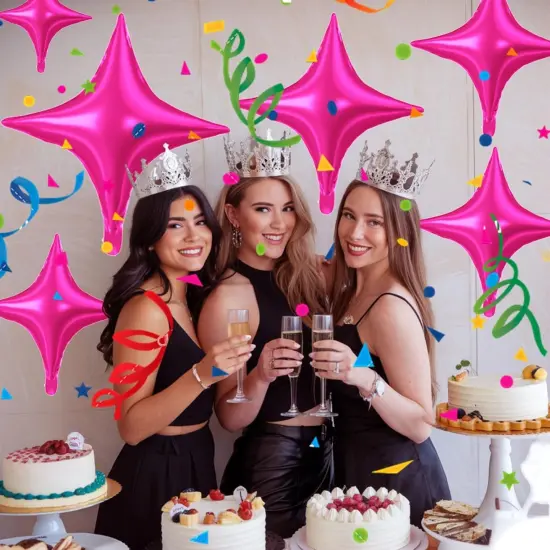 15Pcs Rose Red Star Foil Balloon (Rose Red) {5}