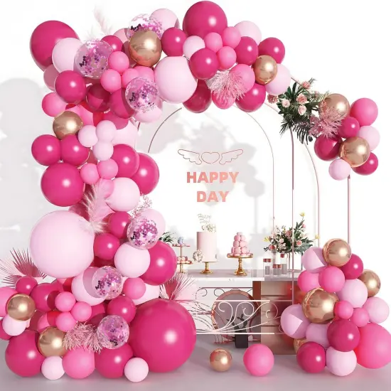 131PCS Pink Balloons Arch Kit ( Hot Pink) {3}
