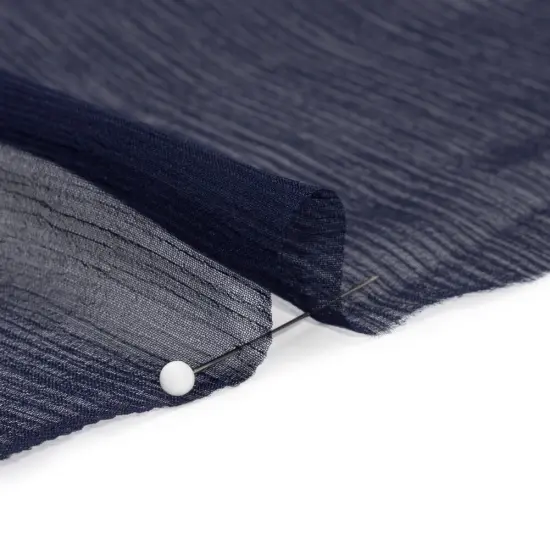 1 Yard Navy Crinkled Silk Chiffon Fabric Sheer Lightweight Ideal for Luxury Fashion, 43 Inches Wide {2}