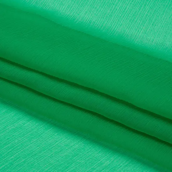 1 Yard Silk Crinkled Chiffon Kelly Green Sheer Lightweight Fashion Fabric, 43 Inches Wide {4}