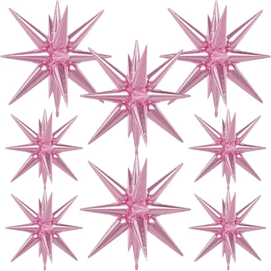8 Pcs Pink Foil Balloons One-Piece 14-pointed Spiky Starburst Balloon(pink) {1}