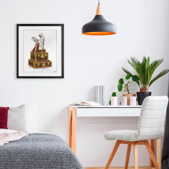 Stupell Industries Reading Atop Suitcases Framed Print Under Glass, design by Ziwei Li {8}