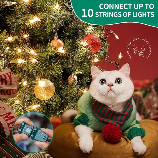 Clear Christmas String Lights 50 Count 13Feet - Warm White &Green Wire {3}