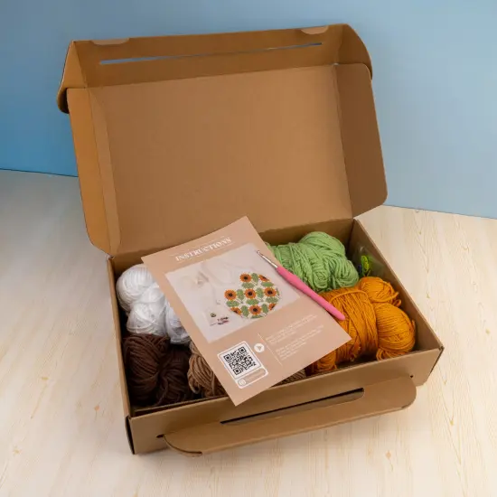John Bead Floral Crochet DIY Kit for Beginners Sunflower Tote Bag {5}