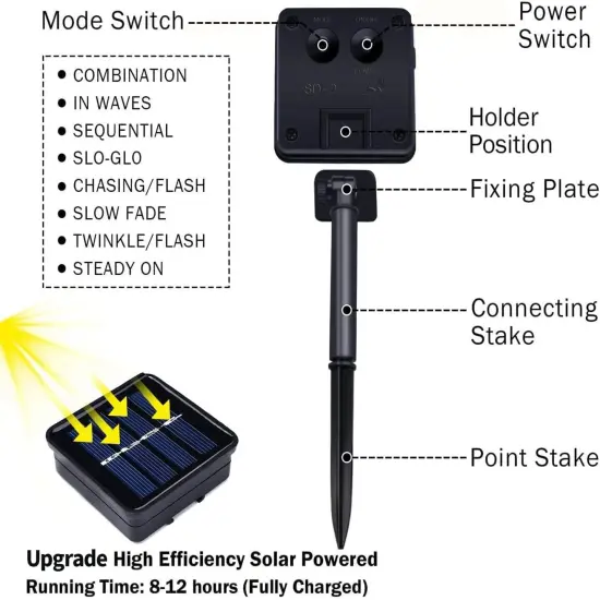 2 Pack Solar String Lights - 33FT, 100 LED (White) {5}