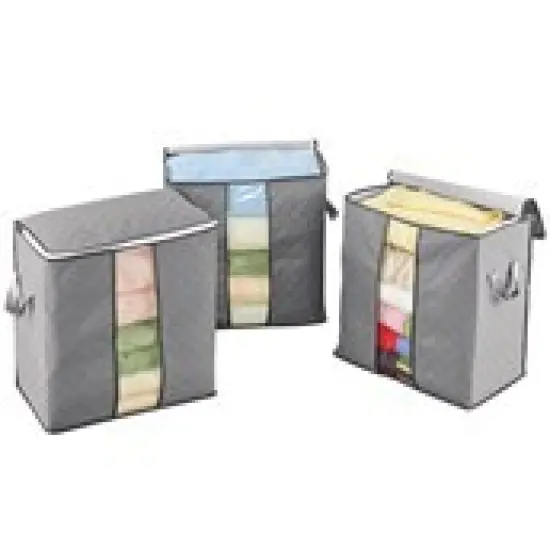 Collections Etc Large All-Around Zippered Storage Bags with Handles - Set of 3 {3}