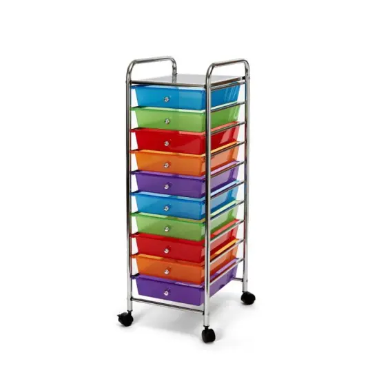 Seville Classics 10-Drawer Organizer Cart, 12.8" W x 15.35" D x 38.2" H Black {10}
