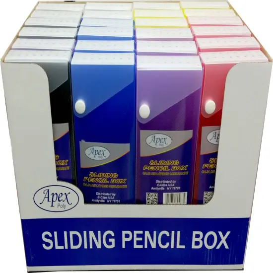 Slider Pencil Box, 8.75x3 in, Assorted Colors &ndash; 48 Units {1}