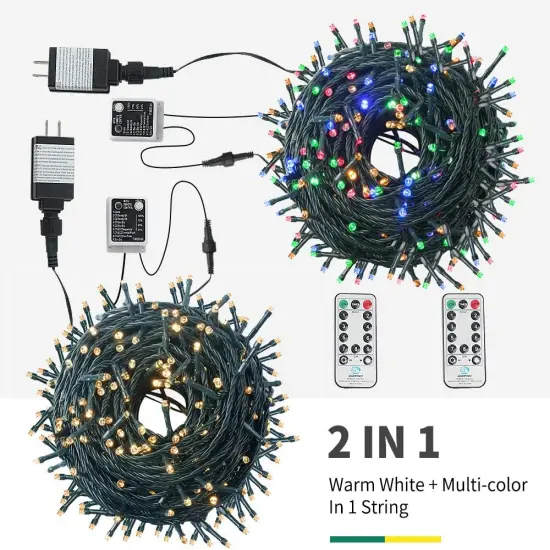 Color Changing Christmas String Lights - 108FT 300 LED (Warm White & Multicolor) {3}