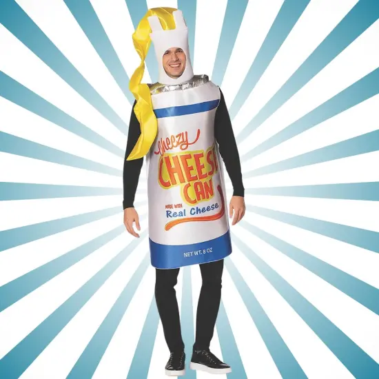 Cheezy Cheese Spray Can Costume Funny Food Head-In Tunic Halloween Party Outfit {1}