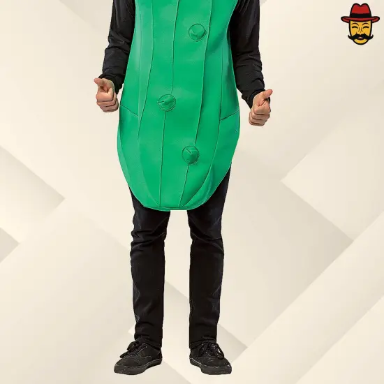 Adult Pickle Costume Funny Green Food Tunic Halloween Party Outfit {6}