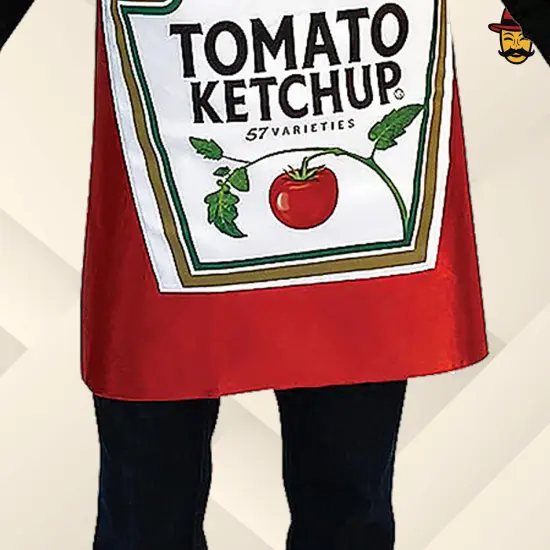 Classic Ketchup Bottle Adult Costume Funny Food Tunic Red Head-In Design Halloween Outfit {4}