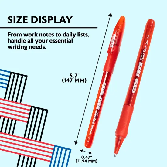 BAZIC Jetz 1.4 mm Tip Asst. Color FUSE Tech Ink Pen w/ Cushion Grip (8/Pack) {8}