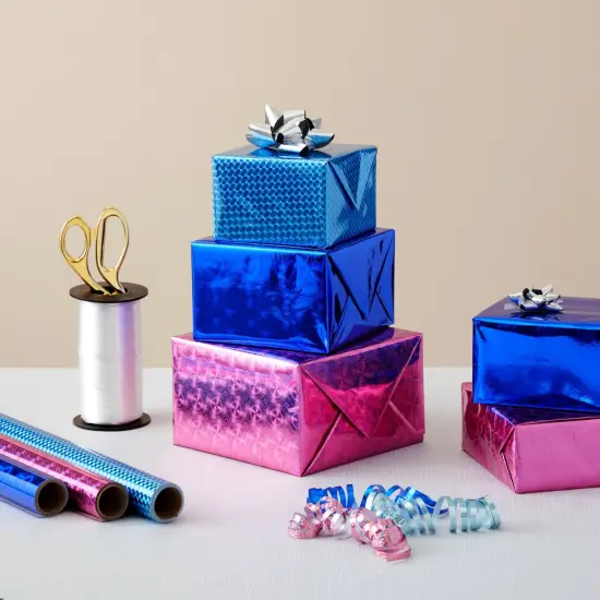 Holographic Wrapping Paper - Iridescent, Metallic Gift Wrap for Birthday, Christmas (3 Rolls, 3 Designs, 208 x 17.3 In Per Roll, 73.5 Sq Ft Total) {6}