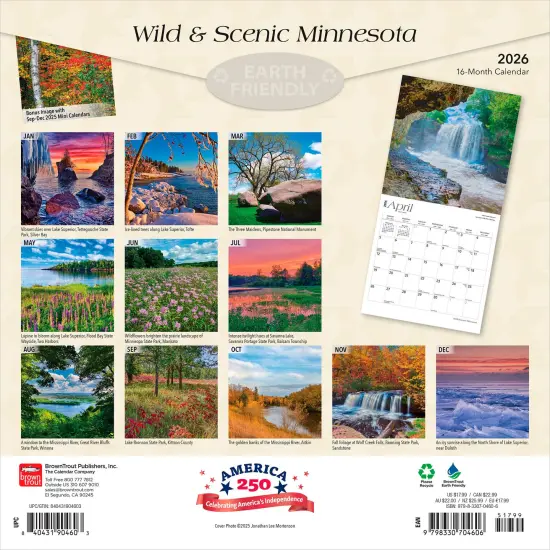 Minnesota Wild & Scenic | 2026 12 x 24 Inch (Hanging) Monthly Square Wall Calendar | Plastic-Free {2}