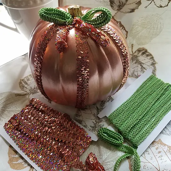 5 yards of 3 Row 1 1/4" Metallic Stretch Sequin Trim | 5 yard cut Orange {4}