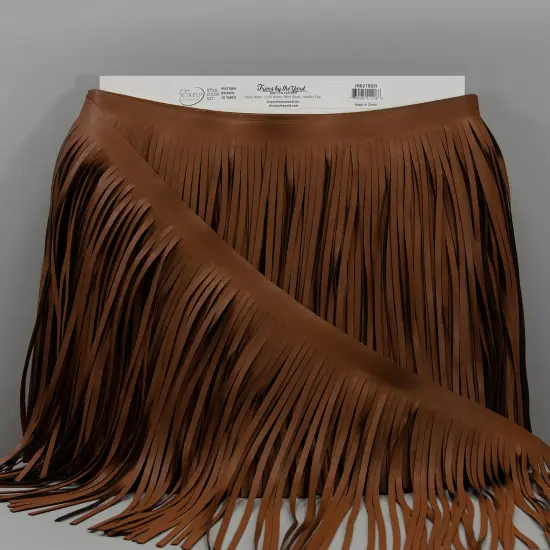 5 Yards of 12" Premium Vegan Leather Fringe Trim | 5 yard cut Dark Brown {3}