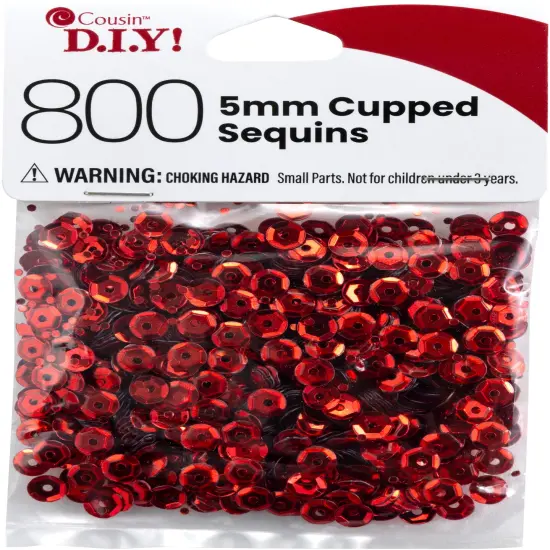 CousinDIY Cupped Sequins-Red, 5mm 800/Pkg {1}