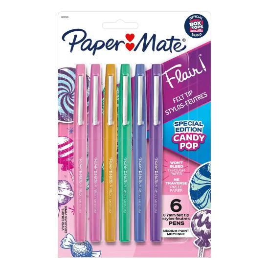 Flair Felt Tip Pens, Medium Point (0.7mm), Candy Pop Pack, 6 Count {1}