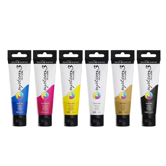 Daler-Rowney System3 Acrylic Paint Process Set 6/Pkg-Assorted Colors {1}
