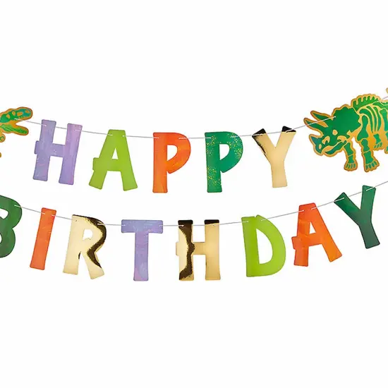 Dinosaur Happy Birthday Garland 2 Pc {3}