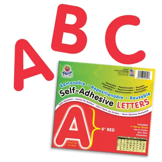 Self-Adhesive Letters, Red, Puffy Font, 4", 78 Characters {1}