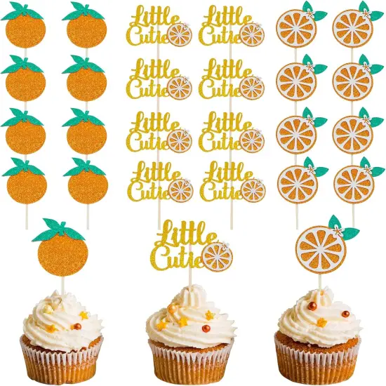 36 Pieces Little Cutie Glitter Cupcake Toppers {1}