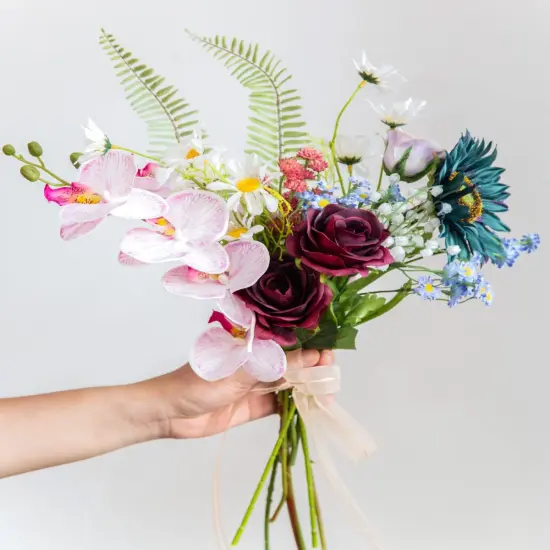 10pcs Silk Roses Artificial Flowers Fake Burgundy Rose Bouquet for Arrangement Wedding Party Home Decoration {2}