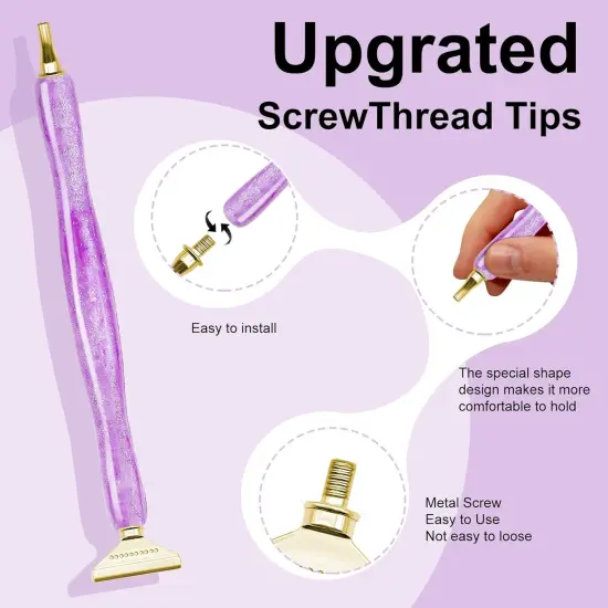 22PCS DIY Diamond Art Pen Painting Tool Set - Metal Threaded Tip Accessories Gem Resin Dotting Pen Supplies Kit {2}