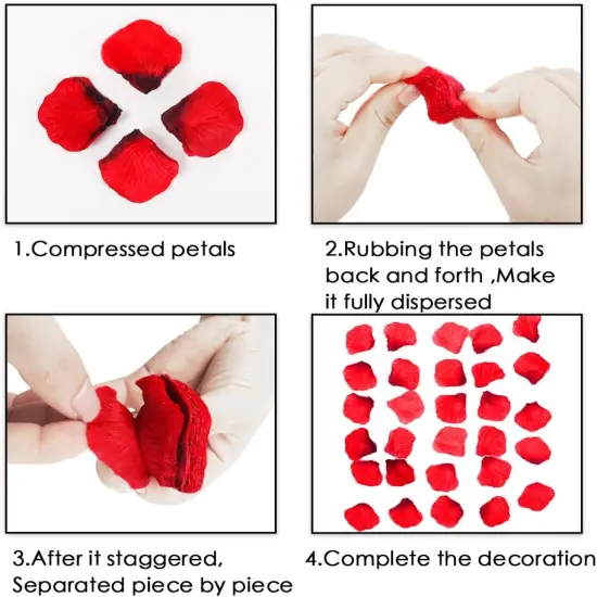 2000PCs Red Rose Petals, Silk Rose Petals for Wedding, Romantic Night, Proposal Anniversary Flower Decorations {4}